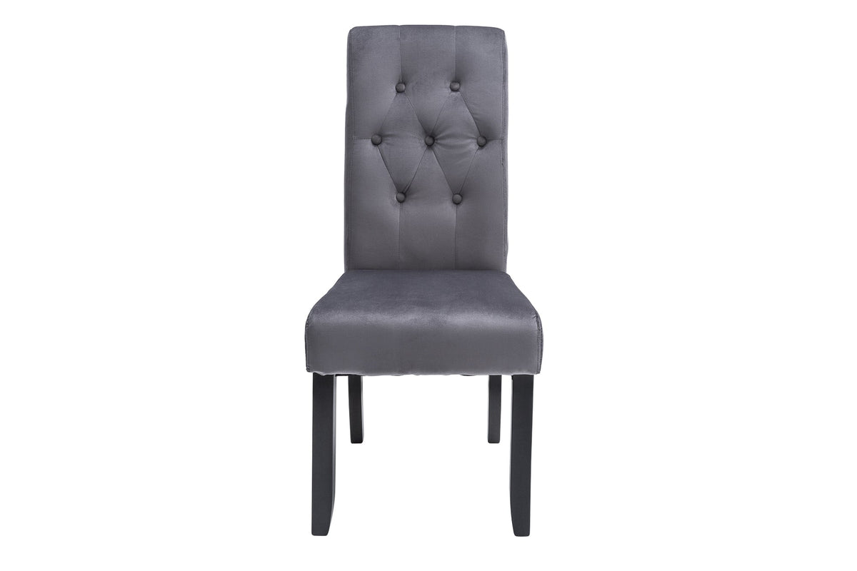 Lot de 2x Design chaise CASA gris velours avec boutons décoratifs pieds en bois massif
