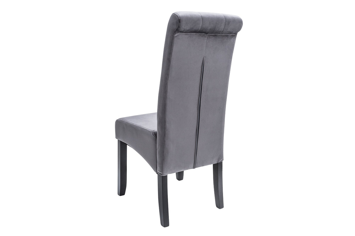 Lot de 2x Design chaise CASA gris velours avec boutons décoratifs pieds en bois massif
