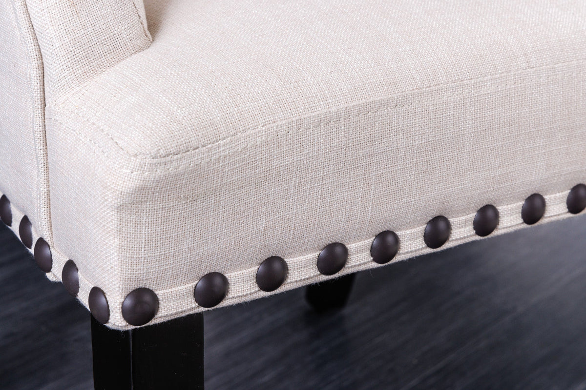 Lot de 2x Design chaise CASTLE beige noir tissu structuré accoudoirs pieds en bois
