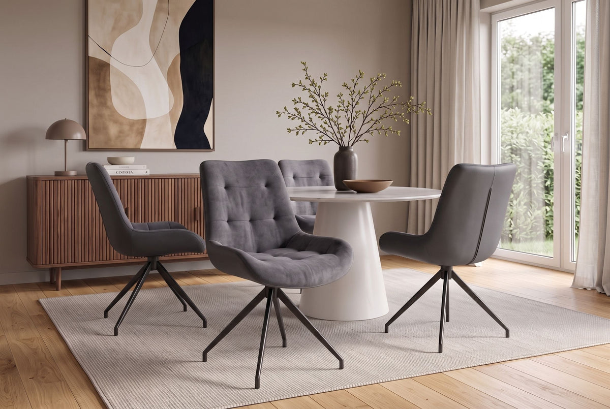 Lot de 2x Design chaise DIVANI gris clair structure métallique noire style rétro
