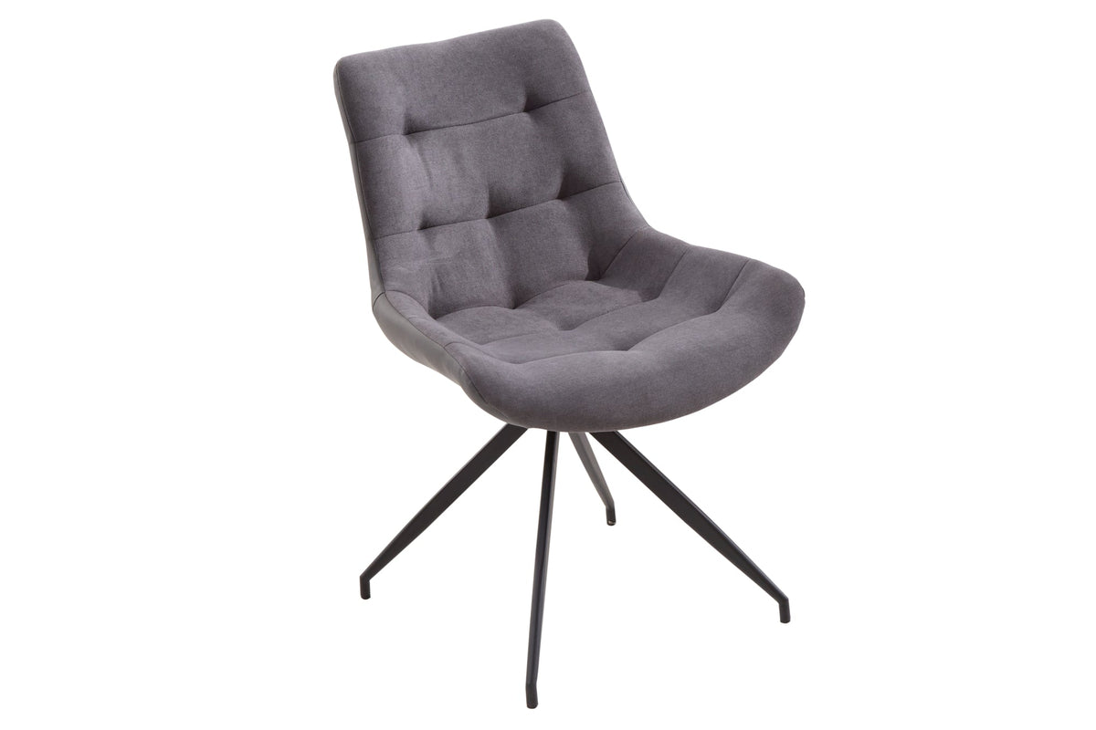 Lot de 2x Design chaise DIVANI gris clair structure métallique noire style rétro