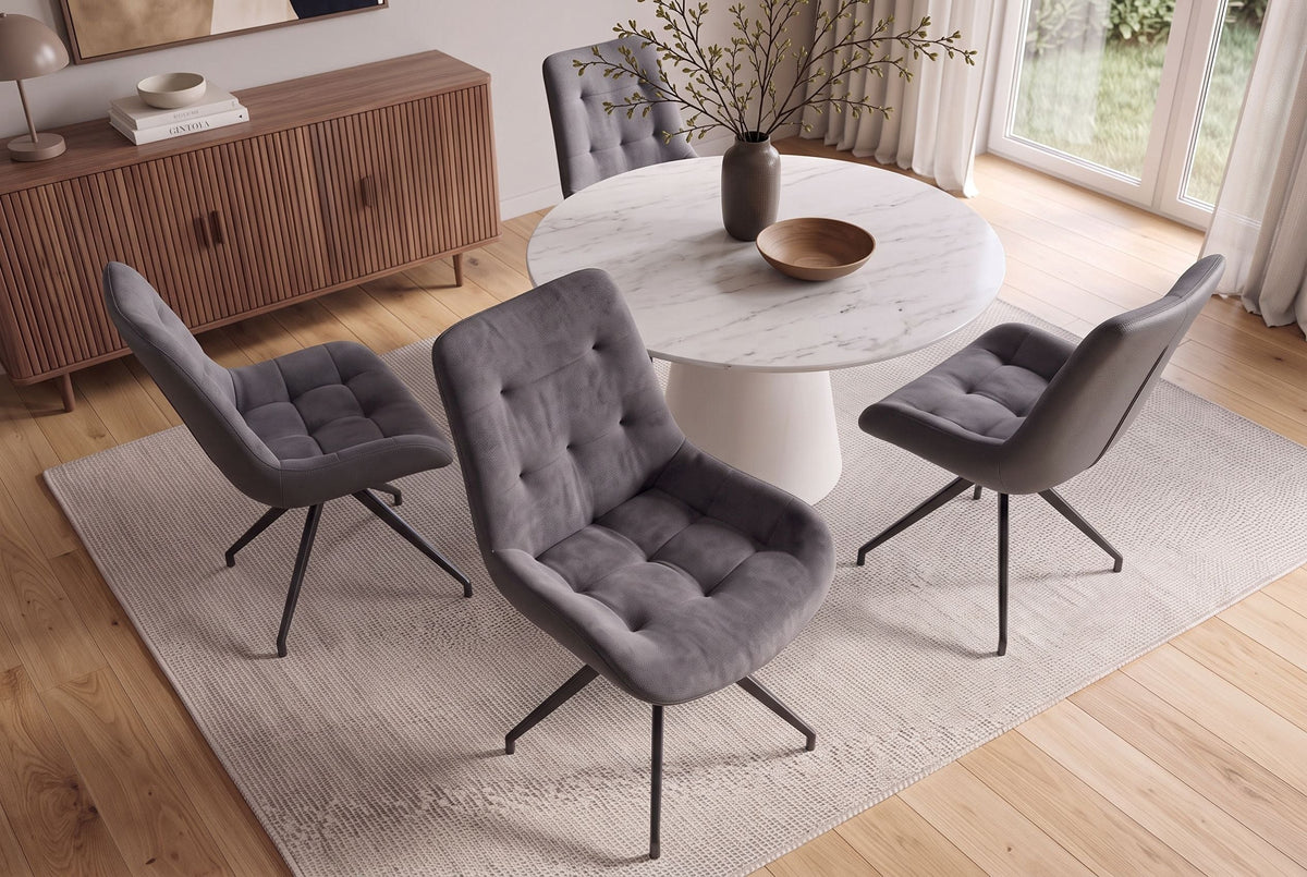 Lot de 2x Design chaise DIVANI gris clair structure métallique noire style rétro