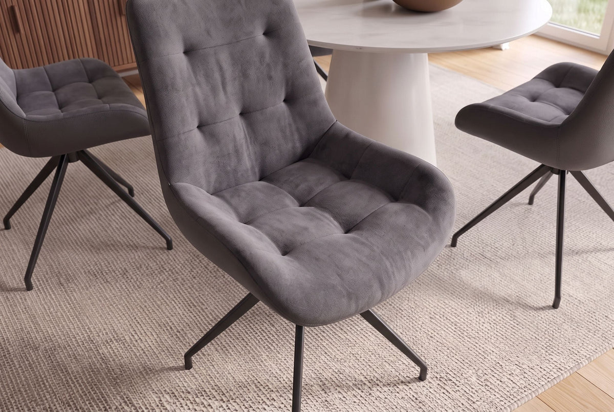 Lot de 2x Design chaise DIVANI gris clair structure métallique noire style rétro