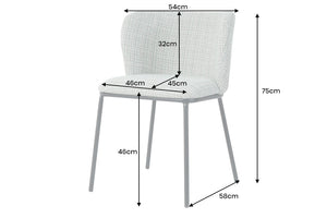 Lot de 2x Design chaise LYON bleu à carreaux Bouclé noires pieds en métal