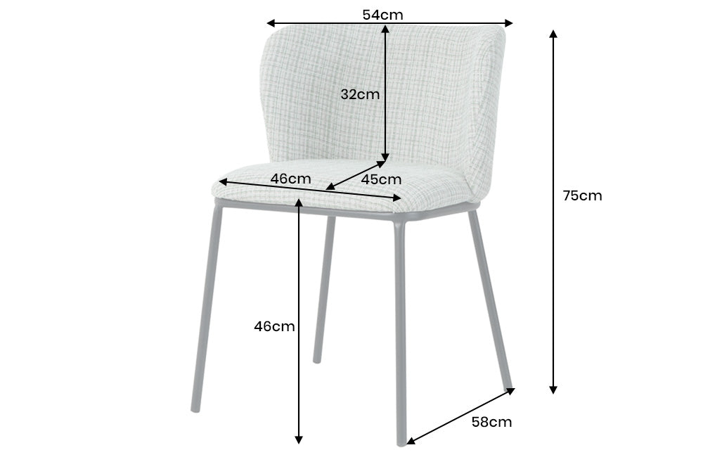 Lot de 2x Design chaise LYON bleu à carreaux Bouclé noires pieds en métal