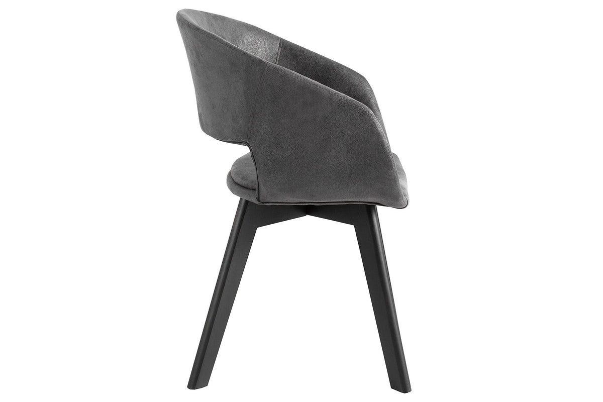 Lot de 2x Design chaise NORDIC STAR antique gris microfibre bois massif noir avec accoudoir rembourré