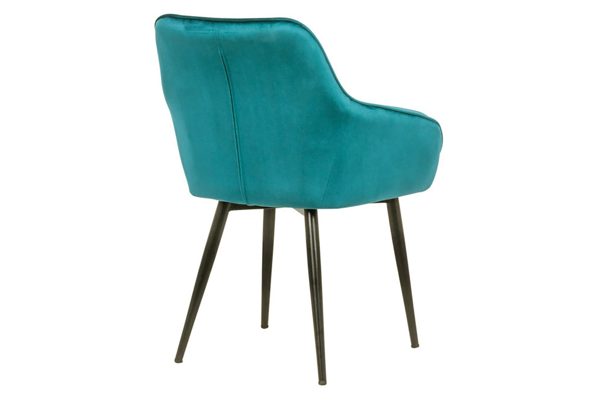 Lot de 2x Élégant fauteuil à accoudoirs TURIN turquoise velours avec surpiqûre décorative