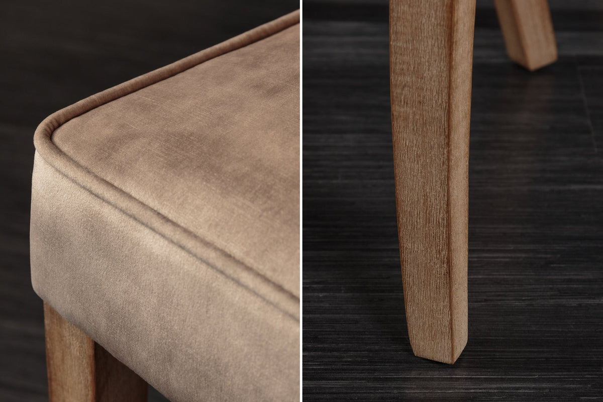 Lot de 2x Élégant fauteuil CASTLE cappuccino velours style maison de campagne avec poignée confort