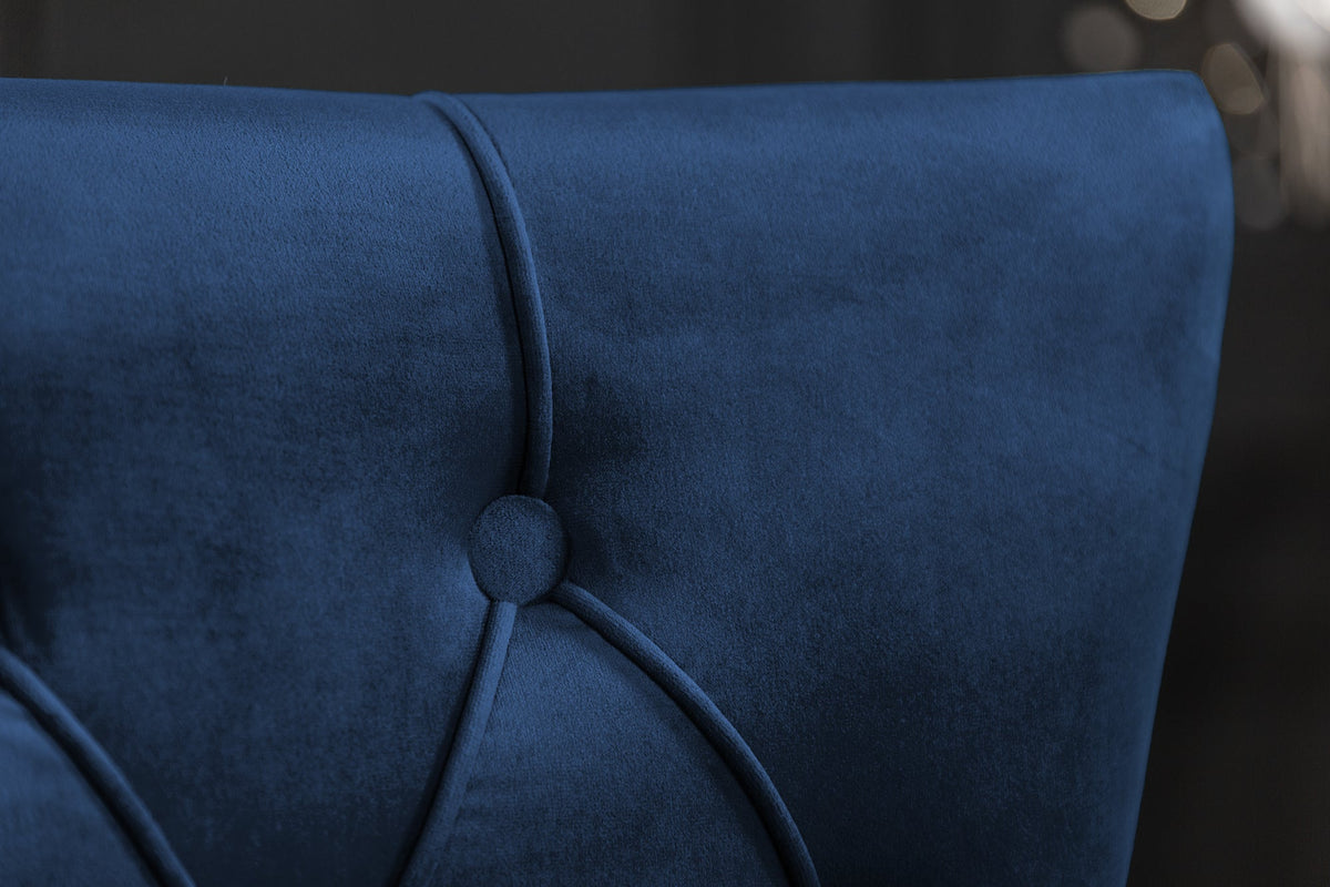 Lot de 2x Fauteuil baroque CASTLE DELUXE royal bleu velours tête de lion design Chesterfield chaise de salle à manger clous