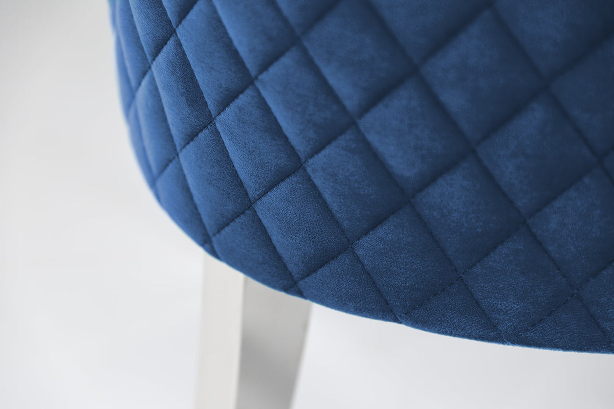 Lot de 2x Fauteuil baroque CASTLE DELUXE royal bleu velours tête de lion design Chesterfield chaise de salle à manger clous