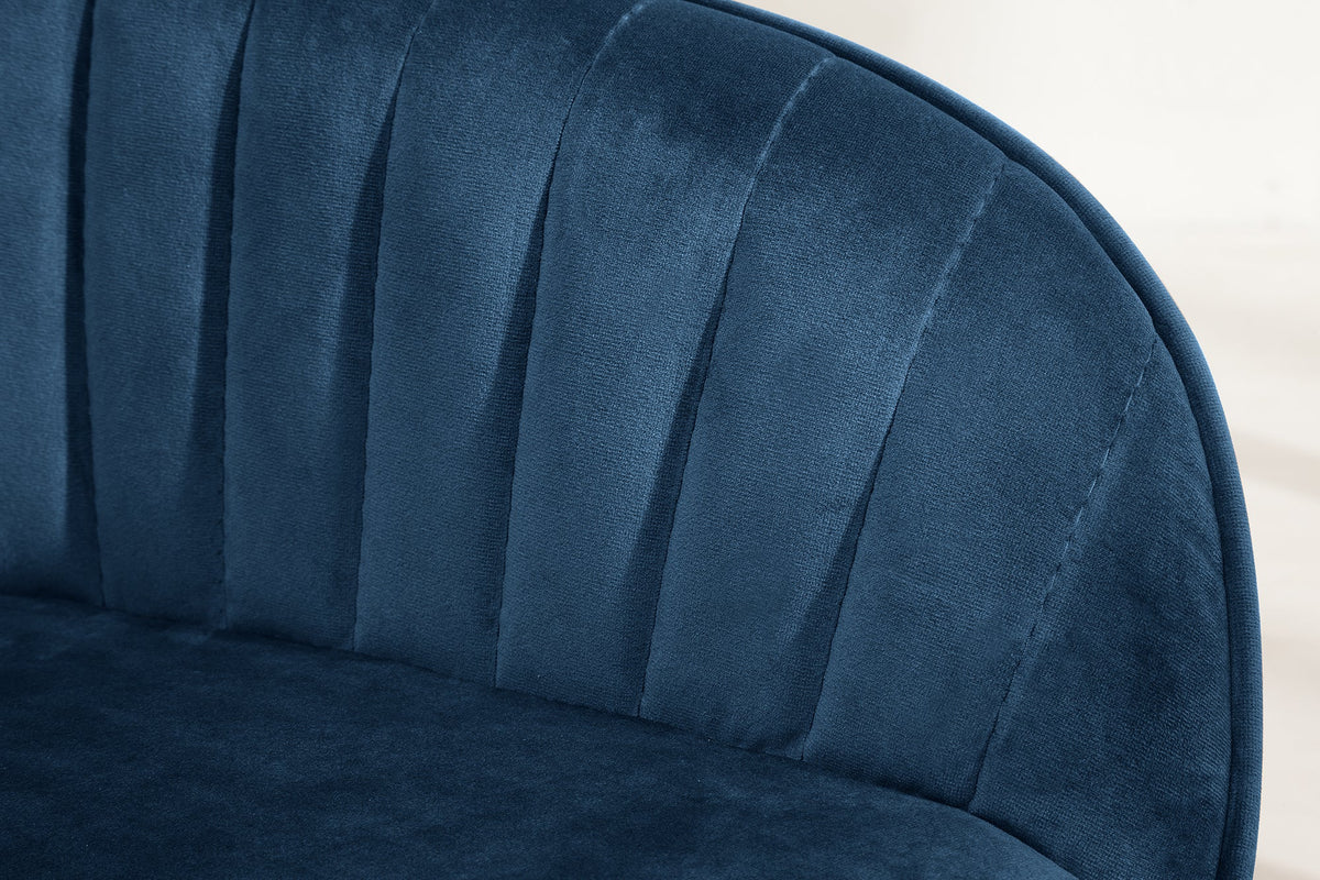Lot de 2x Fauteuil élégant à accoudoirs TURIN bleu roi velours avec surpiqûre décorative