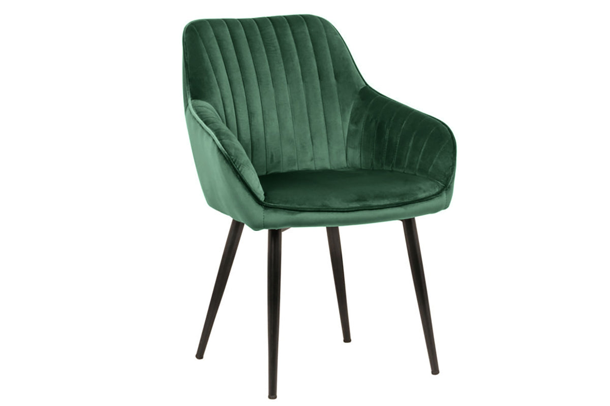 Lot de 2x Fauteuil élégant à accoudoirs TURIN vert émeraude en velours avec surpiqûre décorative