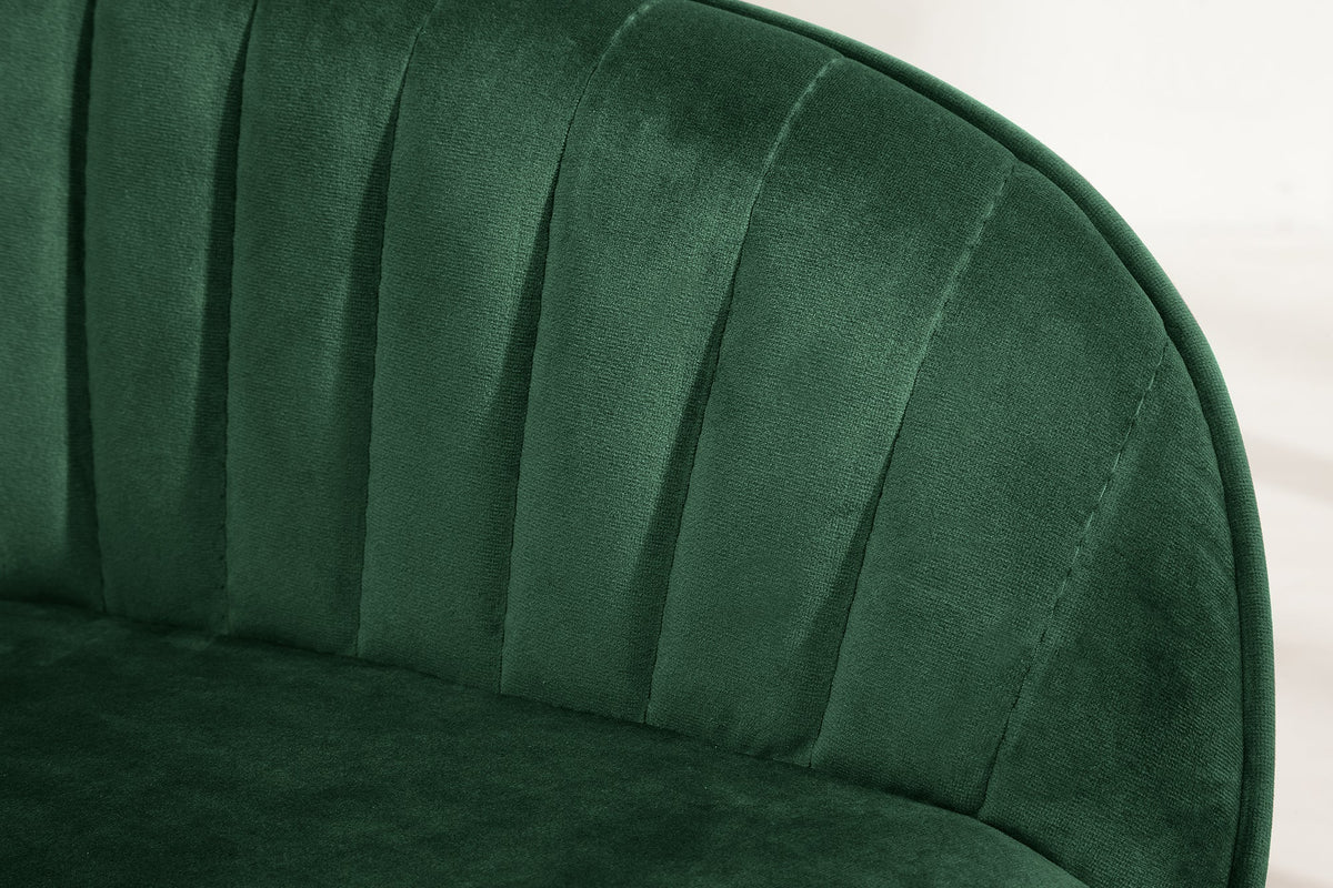 Lot de 2x Fauteuil élégant à accoudoirs TURIN vert émeraude en velours avec surpiqûre décorative