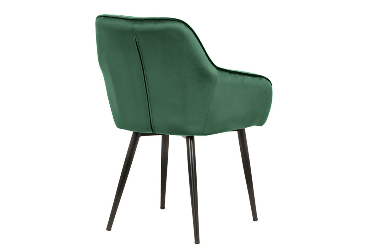 Lot de 2x Fauteuil élégant à accoudoirs TURIN vert émeraude en velours avec surpiqûre décorative