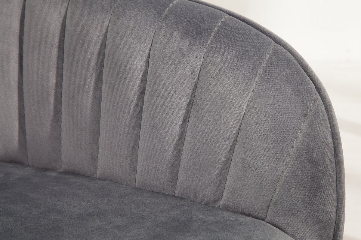 Lot de 2x Fauteuil élégant avec accoudoirs TURIN gris argenté velours avec surpiqûre décorative