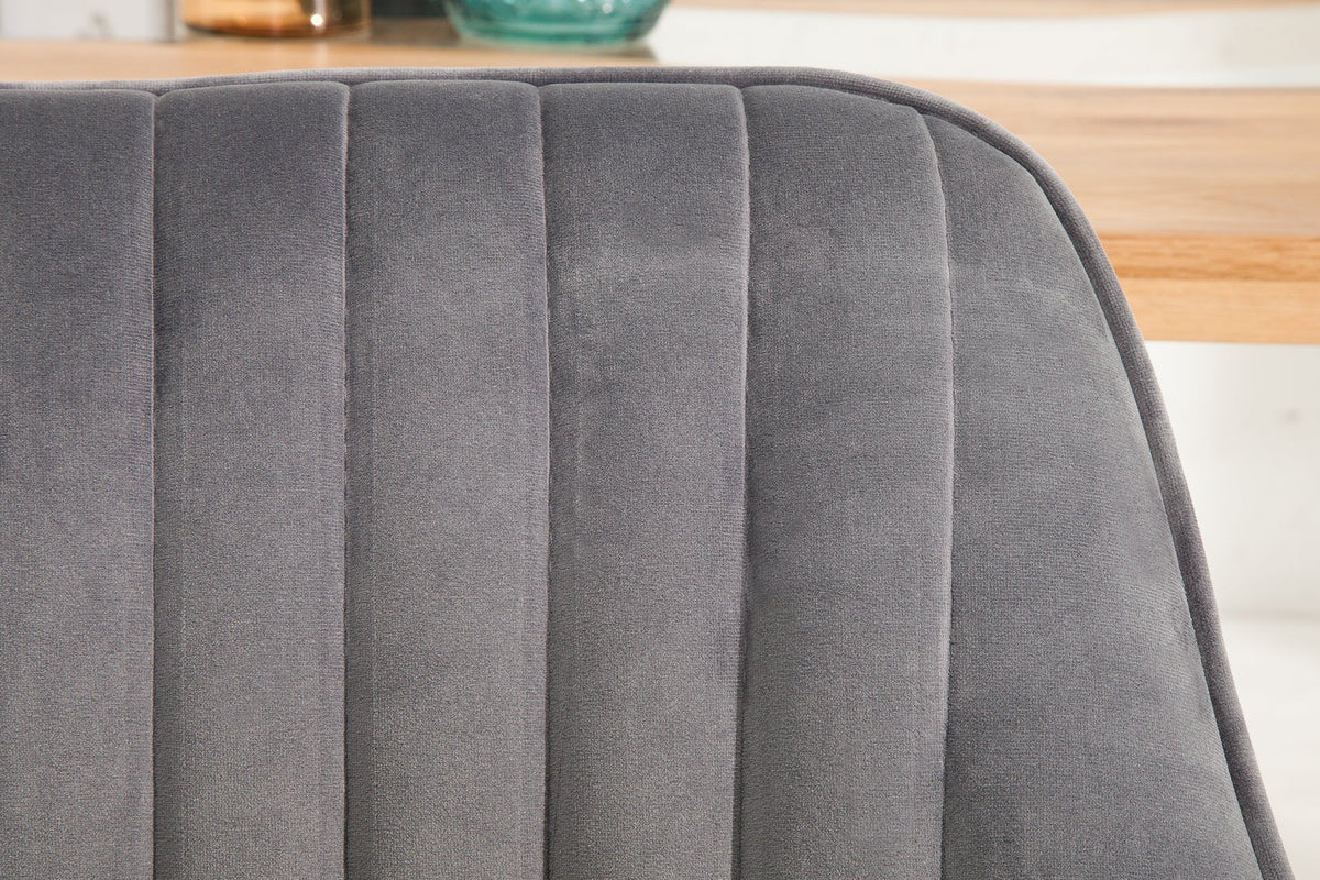 Lot de 2x Fauteuil élégant avec accoudoirs TURIN gris argenté velours avec surpiqûre décorative