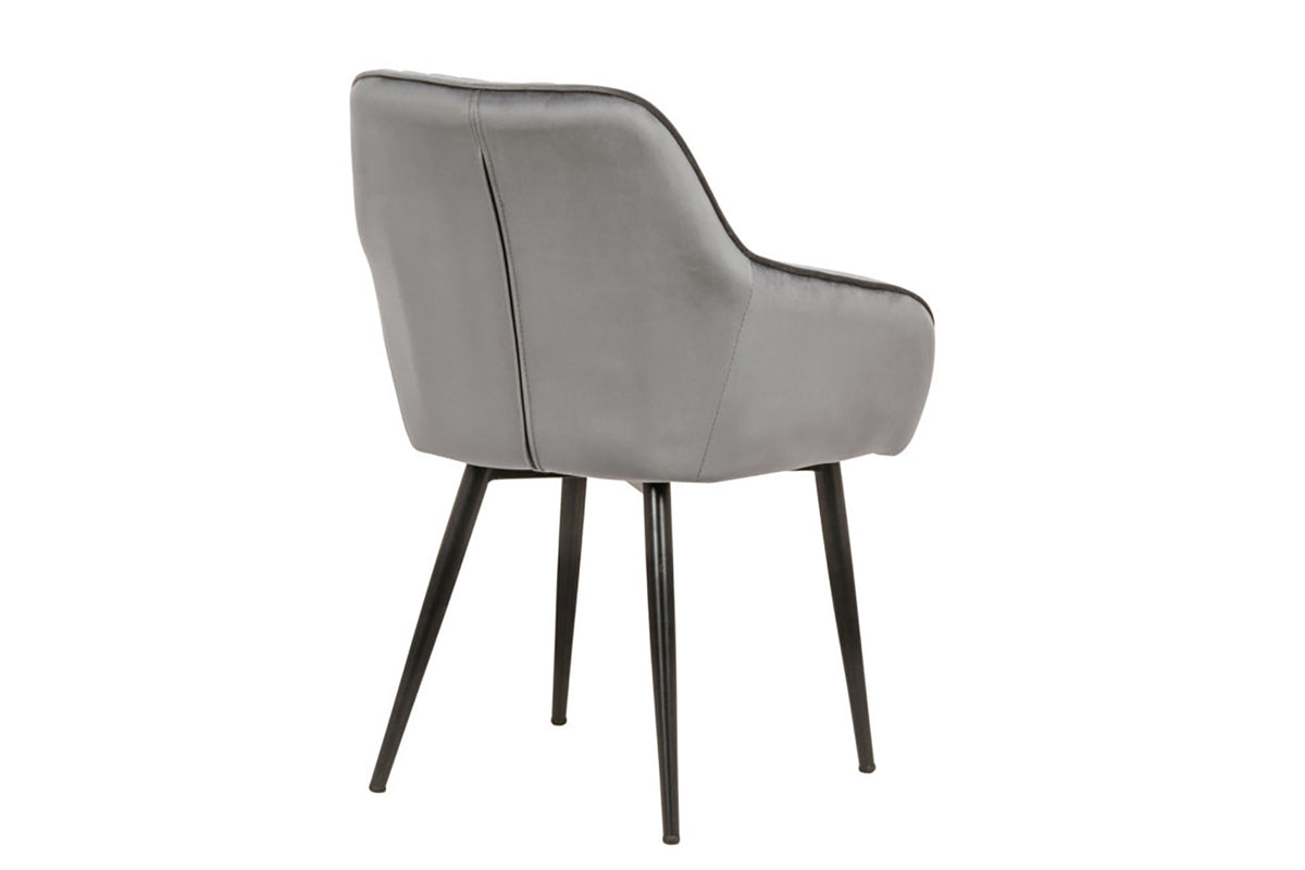 Lot de 2x Fauteuil élégant avec accoudoirs TURIN gris argenté velours avec surpiqûre décorative