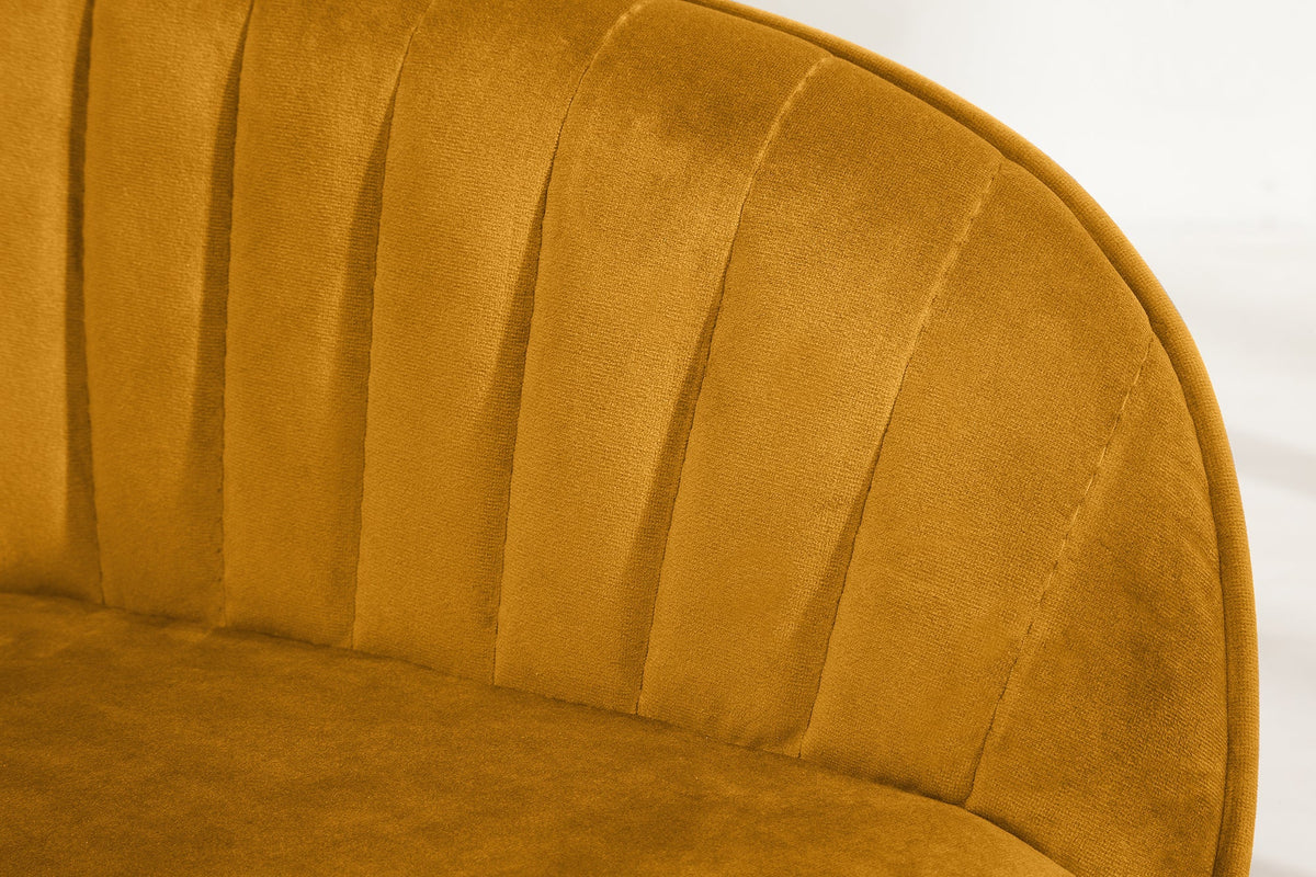 Lot de 2x Fauteuil élégant avec accoudoirs TURIN jaune moutarde velours avec surpiqûre décorative