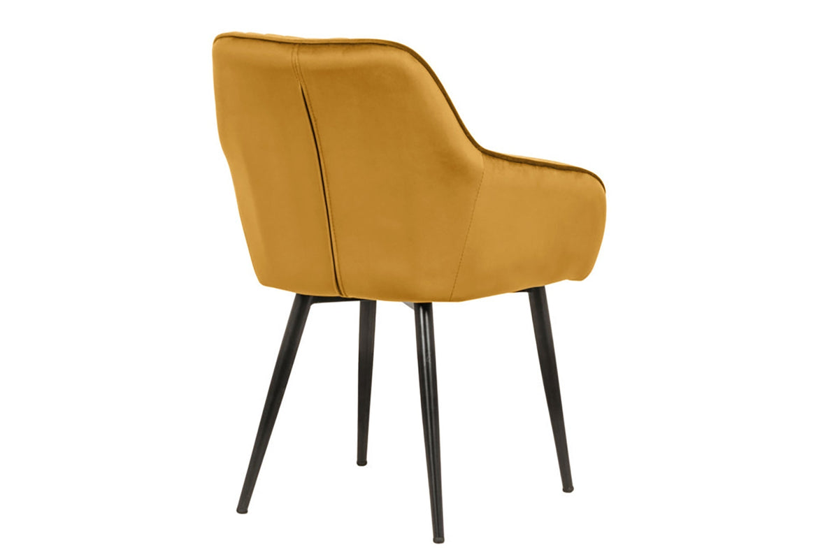 Lot de 2x Fauteuil élégant avec accoudoirs TURIN jaune moutarde velours avec surpiqûre décorative