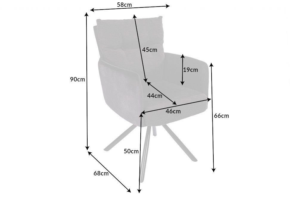 Lot de 2x Fauteuil pivotant BIG GEORGE anthracite velours tissu structuré accoudoir ressorts ensachés