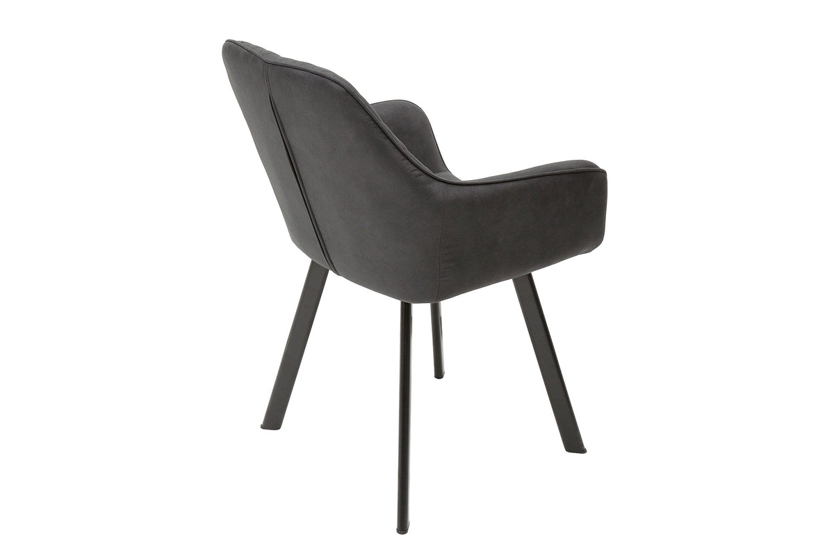 Lot de 2x Fauteuil rétro PALERMO anthracite avec accoudoir et surpiqûre décorative