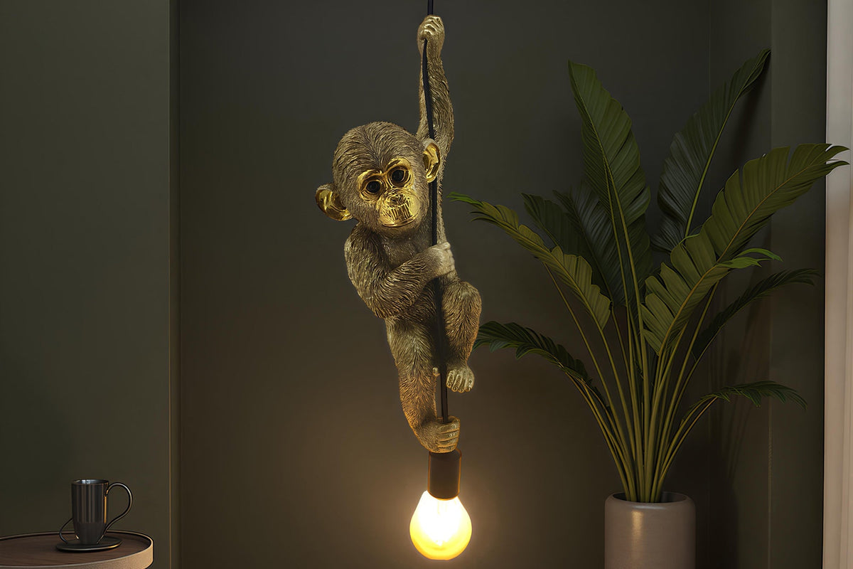 Lot de 2x Moderne suspension MONKEY 55cm gold sculpture de singe faite à la main