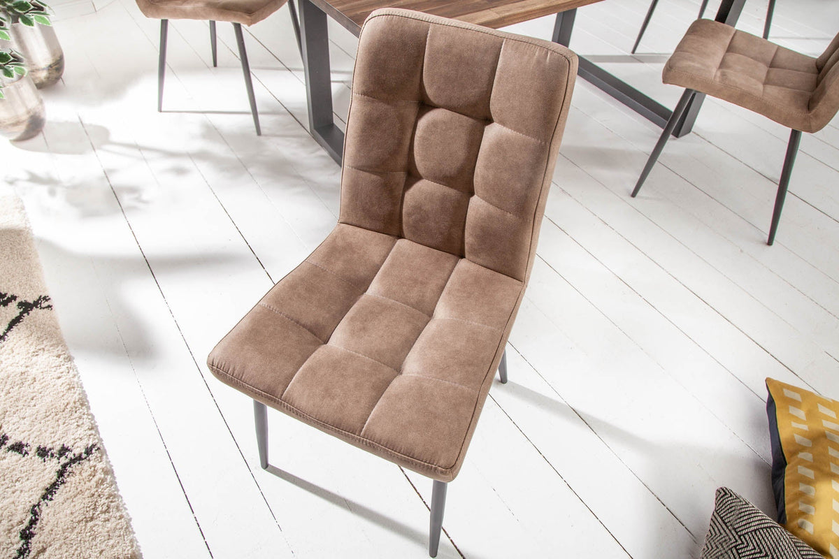 Lot de 2x Retro Design chaise MODENA antique taupe microfibre avec surpiqûre décorative
