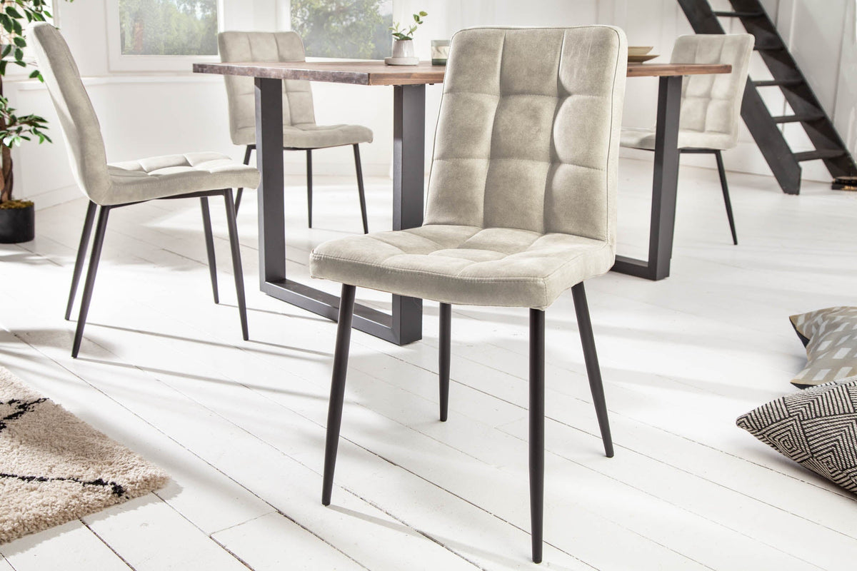 Lot de 2x Retro Design chaise MODENA stone gris avec surpiqûre décorative