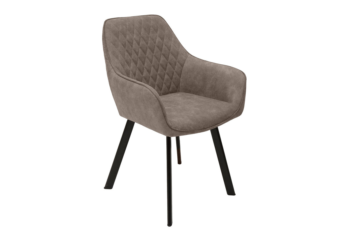 Lot de 2x Retro fauteuil PALERMO taupe avec accoudoir et surpiqûre décorative