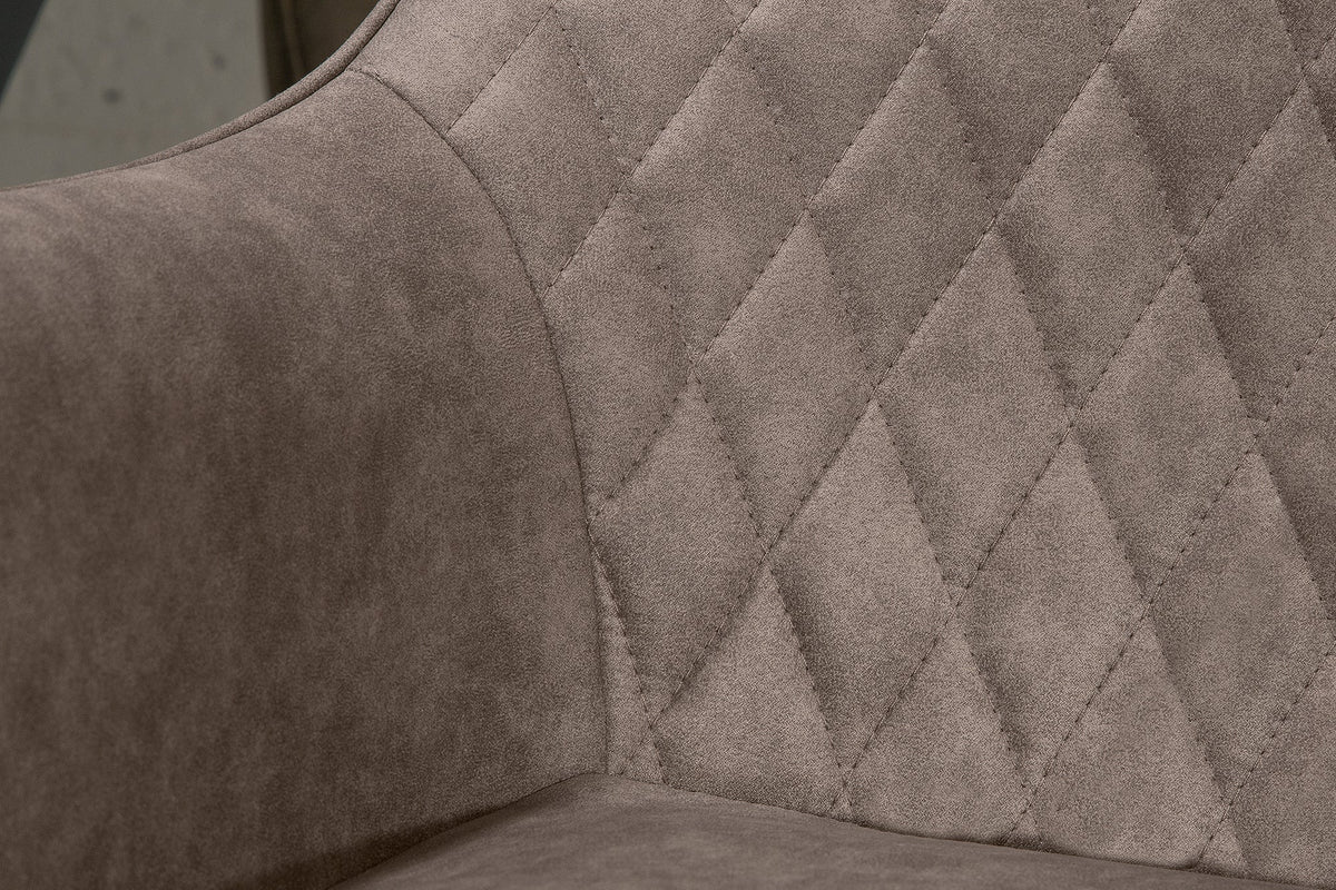 Lot de 2x Retro fauteuil PALERMO taupe avec accoudoir et surpiqûre décorative