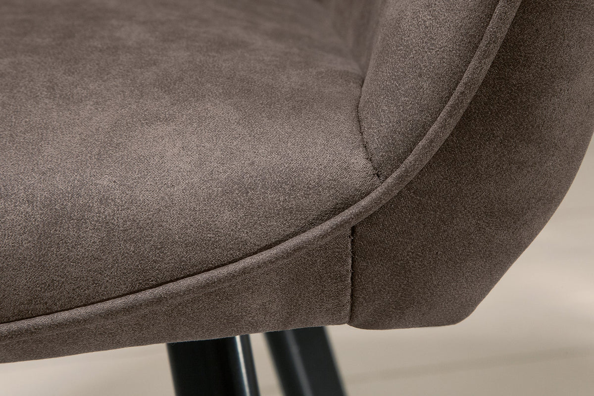 Lot de 2x Retro fauteuil PALERMO taupe avec accoudoir et surpiqûre décorative