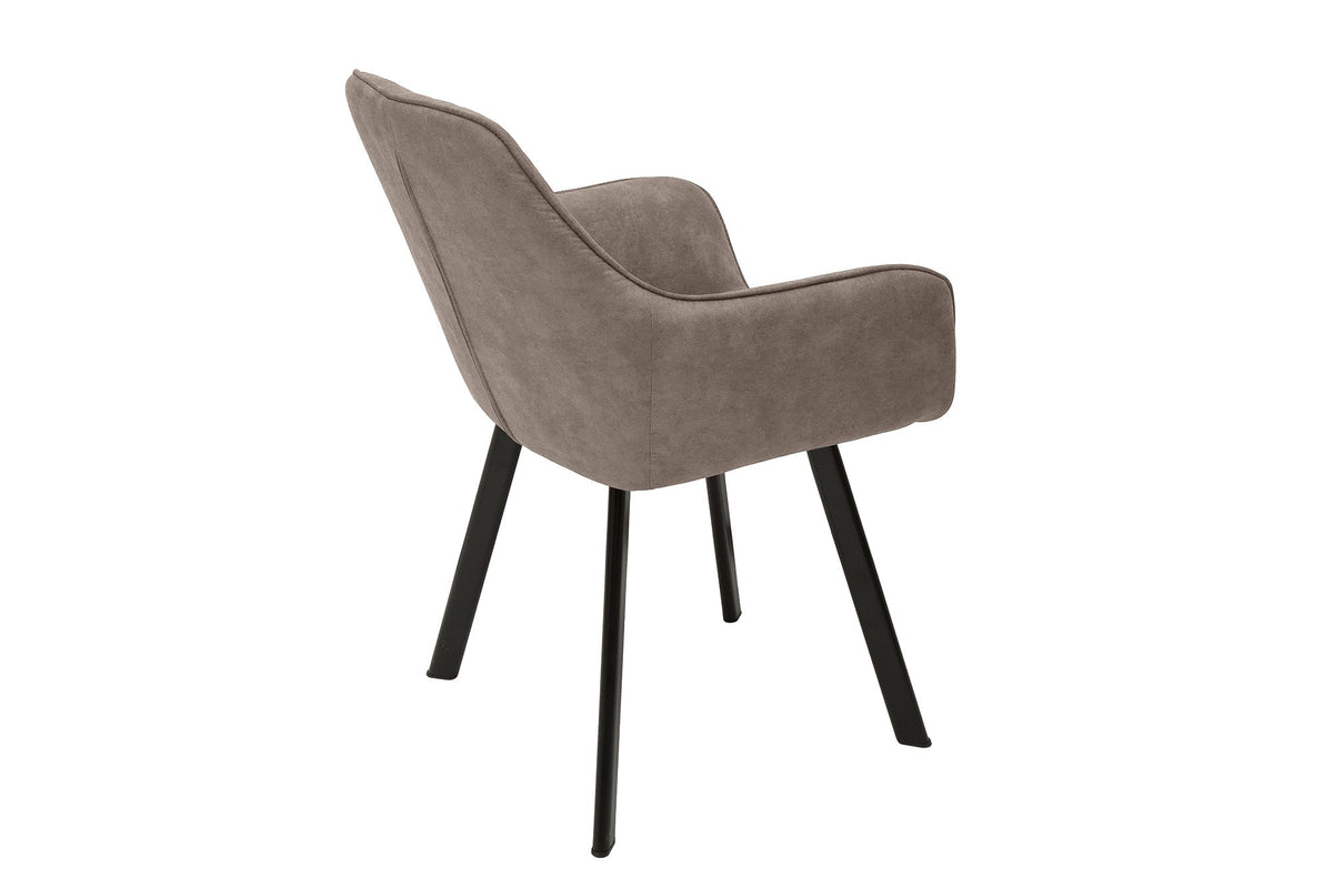 Lot de 2x Retro fauteuil PALERMO taupe avec accoudoir et surpiqûre décorative