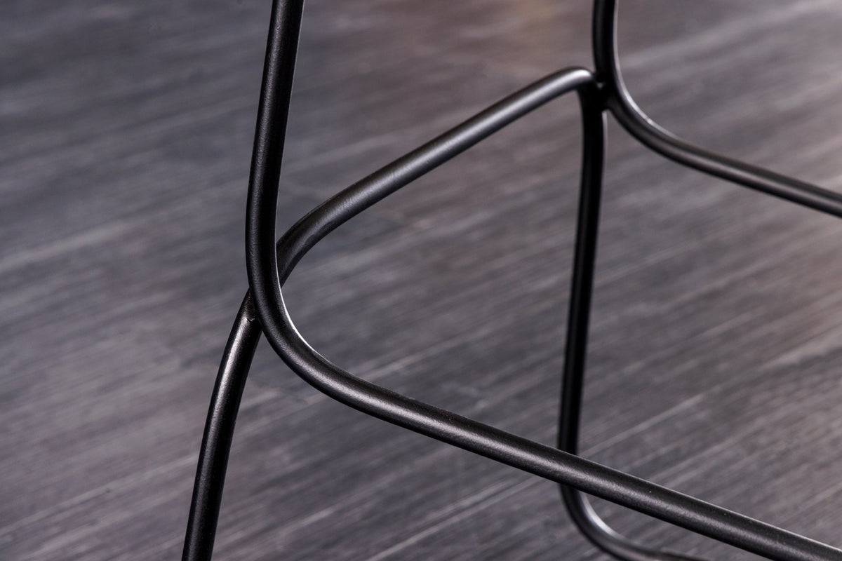 Lot de 2x Tabouret de bar en bois massif MAMMUT naturel acacia châssis métal noir avec repose-pieds