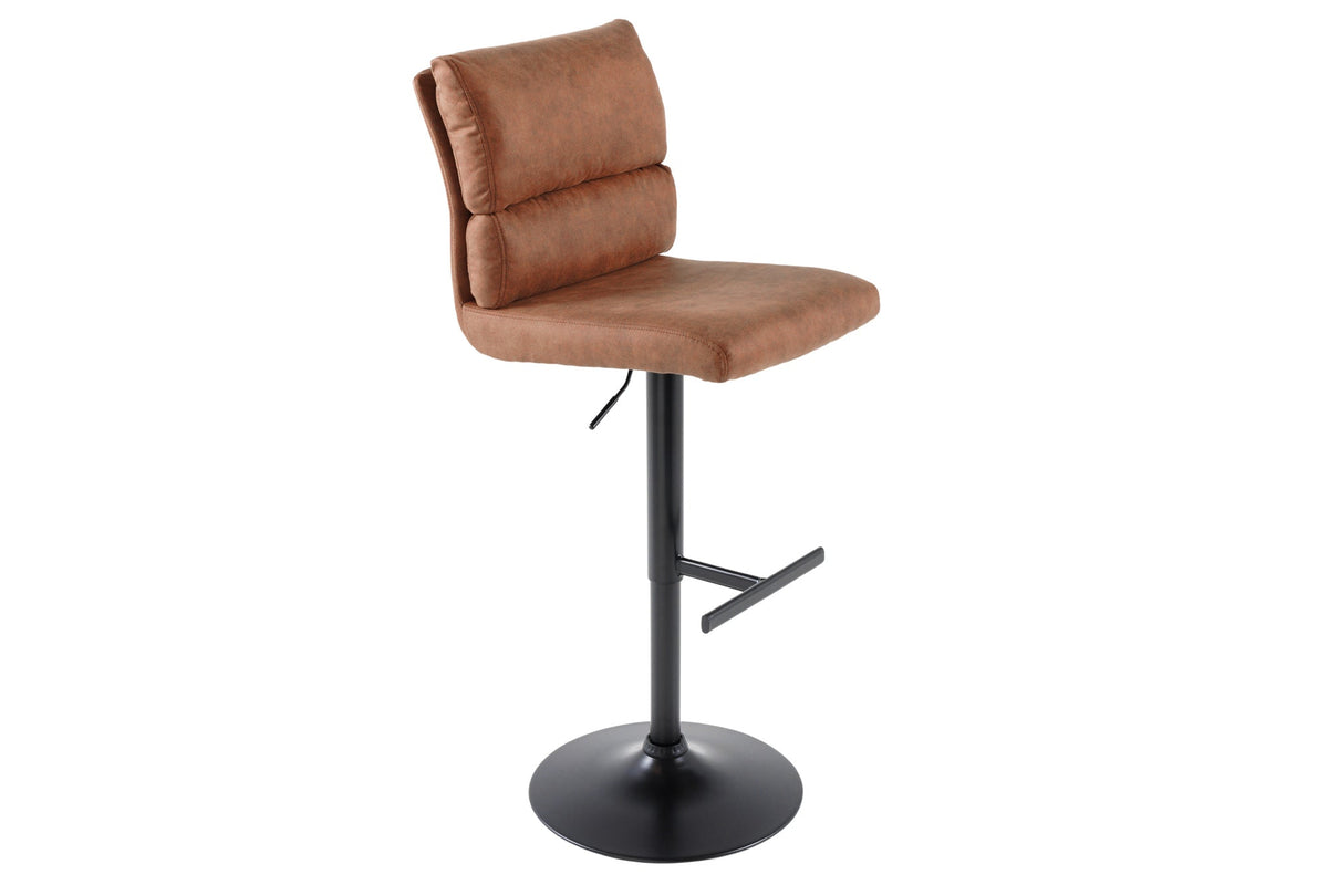 Lot de 2x Tabouret de bar réglable en hauteur COMFORT marron antique microfibre rotatif avec dossier métal noir