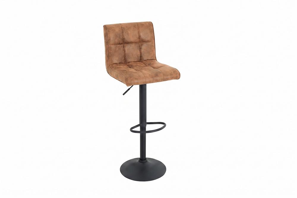 Lot de 2x Tabouret de bar réglable en hauteur MODENA vintage brun microfibre métal noir avec dossier pivotant