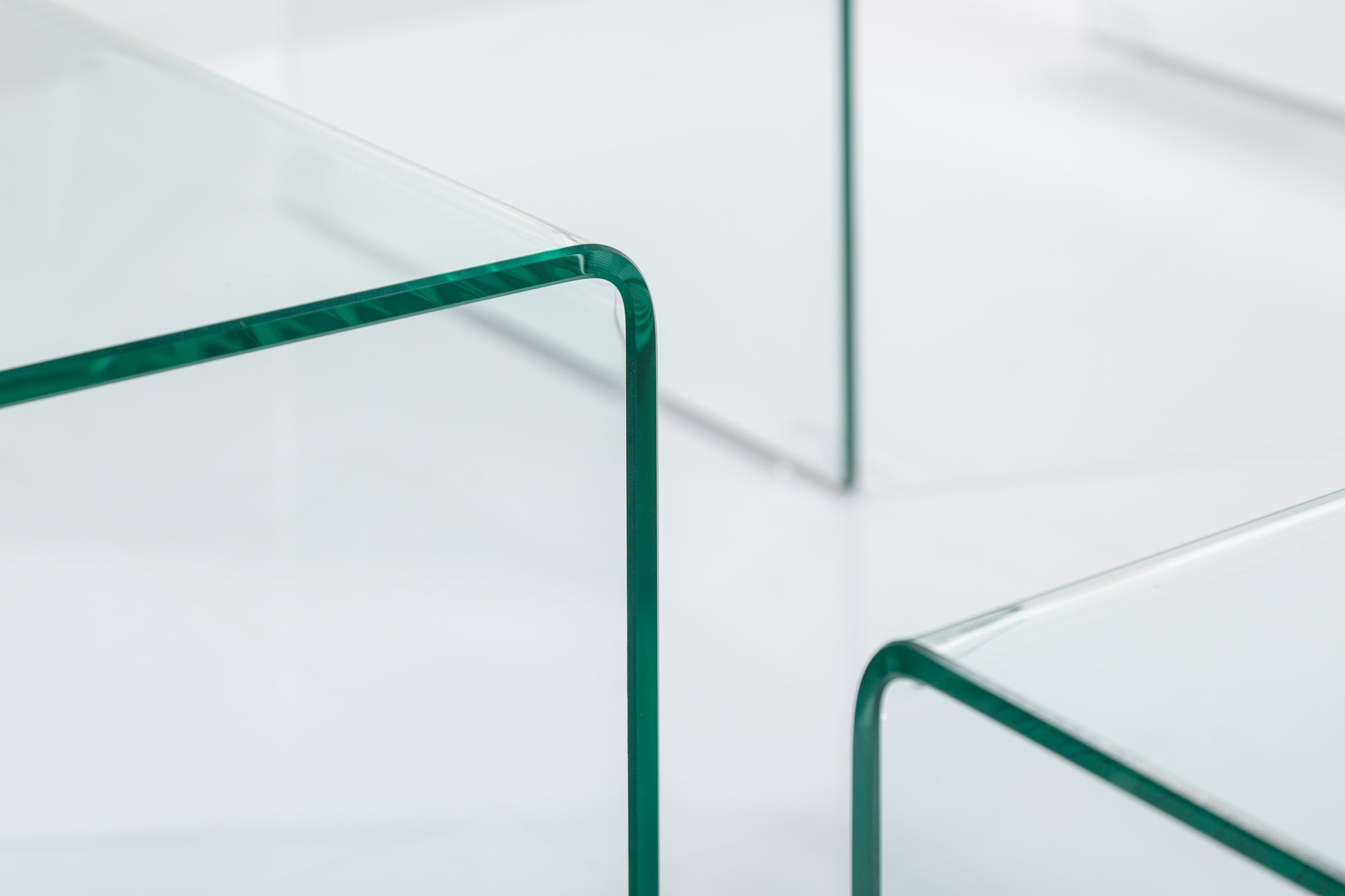 Lot de 3 tables basses design en verre FANTOME 60cm tables d’appoint transparentes
