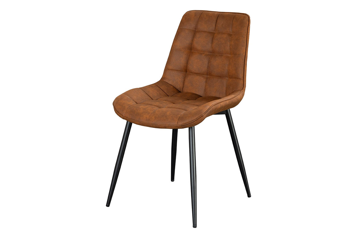 Lot de 4x Chaise design ROADSTAR ancien brun pieds métalliques noirs
