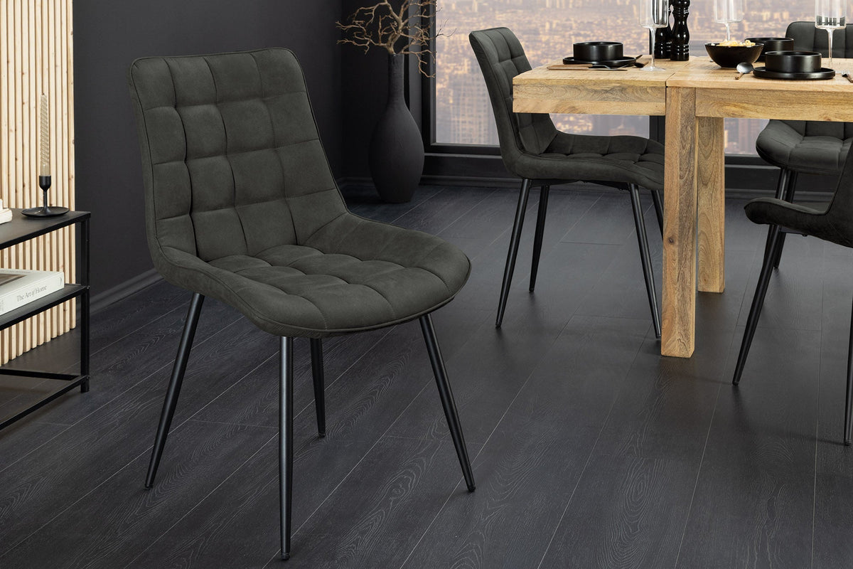Lot de 4x Chaise design ROADSTAR grise pieds métalliques noirs