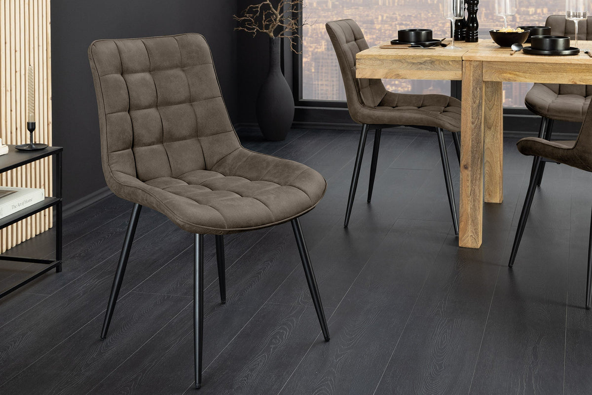 Lot de 4x Chaise design ROADSTAR taupe pieds métalliques noirs