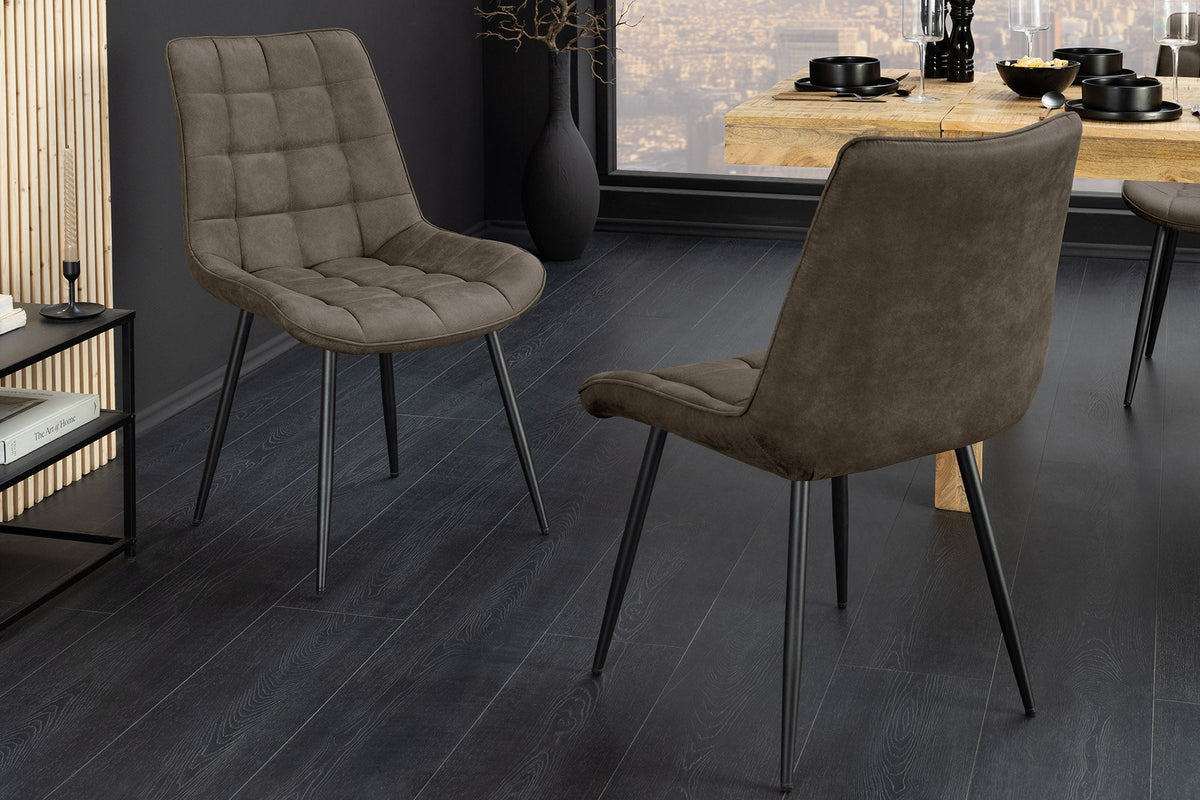 Lot de 4x Chaise design ROADSTAR taupe pieds métalliques noirs