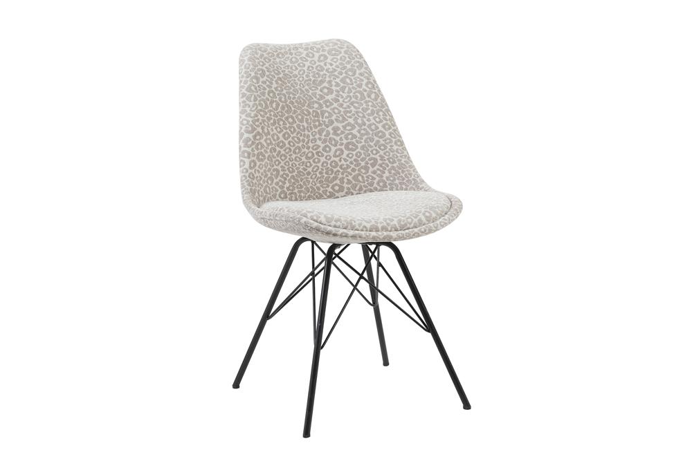 Lot de 4x Chaise design SCANDINAVIA MEISTERSTÜCK beige gris chenille piètement métallique noir