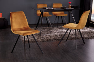 Lot de 4x Chaise rétro AMSTERDAM CHAIR jaune moutarde velours classique du design