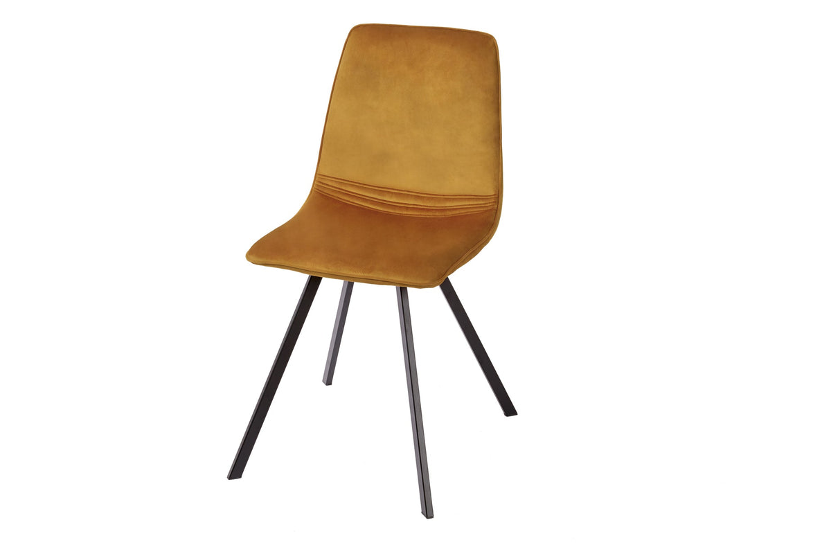 Lot de 4x Chaise rétro AMSTERDAM CHAIR jaune moutarde velours classique du design