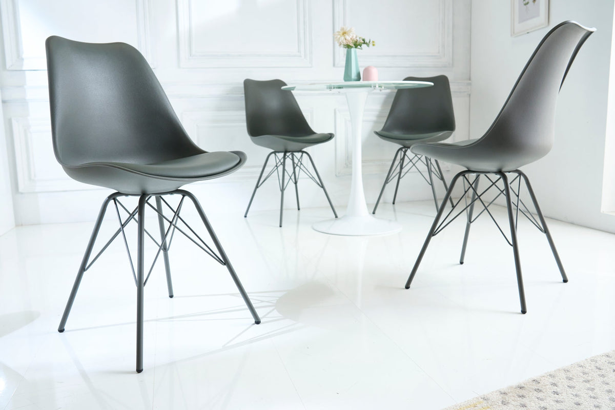 Lot de 4x Chaise rétro SCANDINAVIA MEISTERSTÜCK gris