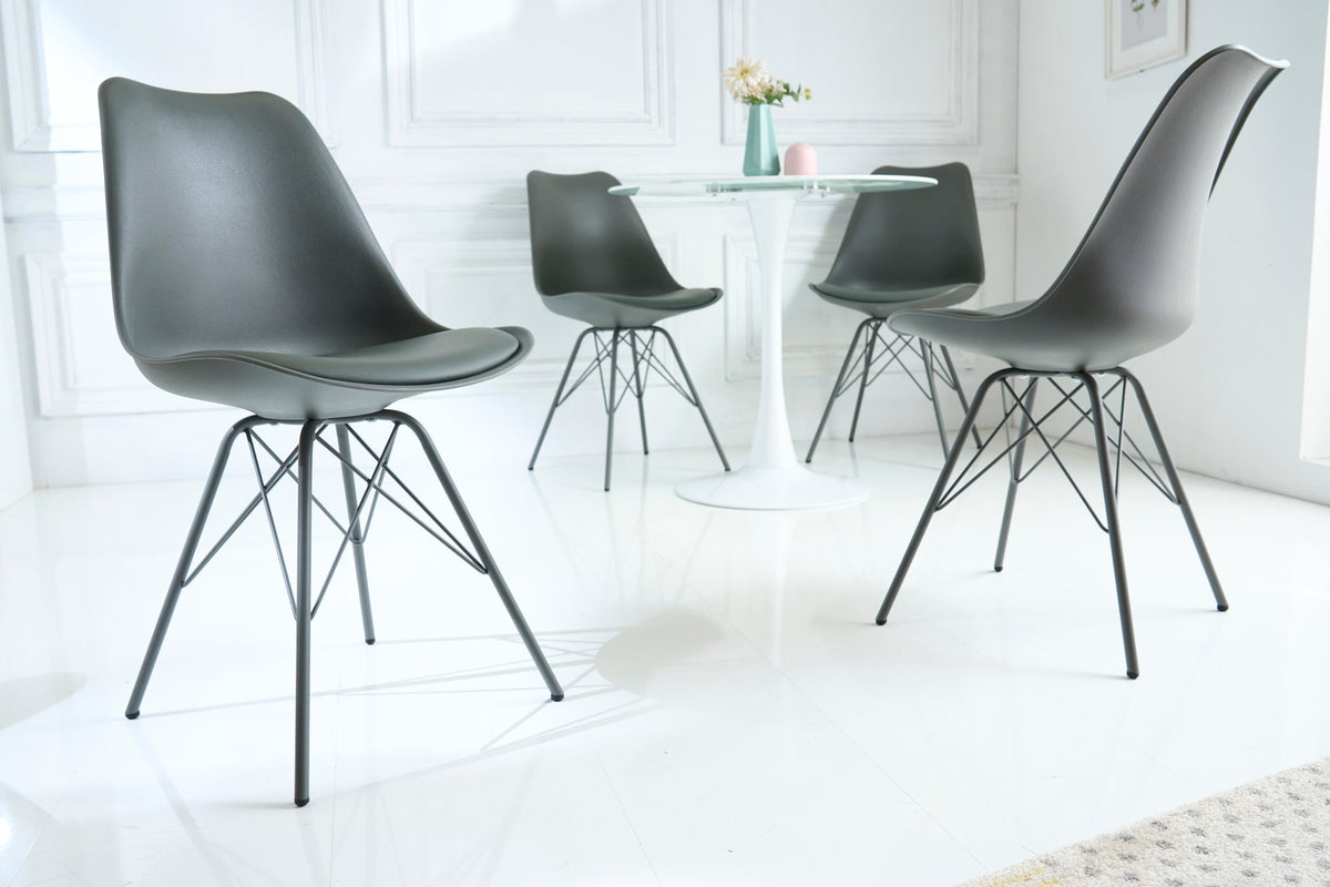 Lot de 4x Chaise rétro SCANDINAVIA MEISTERSTÜCK gris