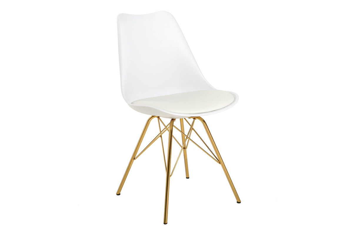 Lot de 4x Design chaise SCANDINAVIA MEISTERSTÜCK blanche pieds dorés