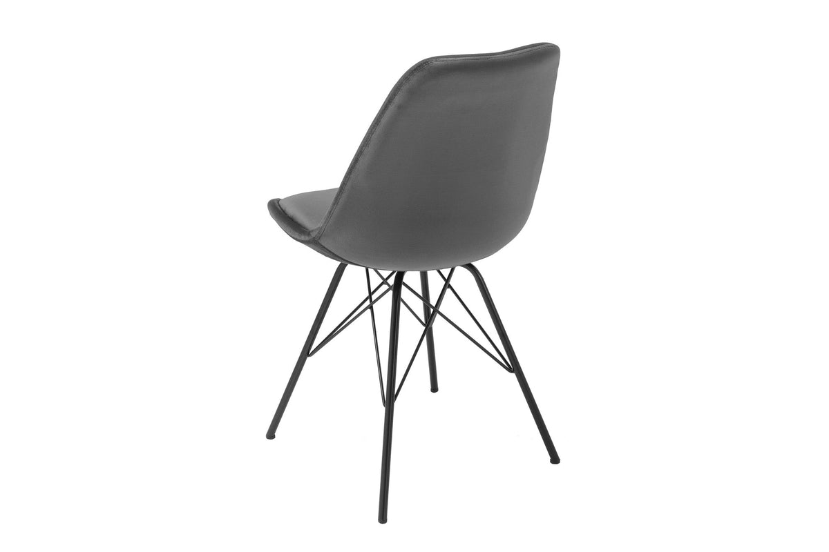 Lot de 4x Design chaise SCANDINAVIA MEISTERSTÜCK gris velours pieds métalliques noirs