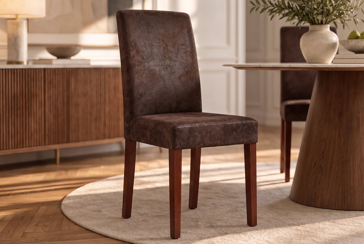 Lot de 4x Élégant fauteuil colonial GENUA cigare brun look vintage pieds en bois massif