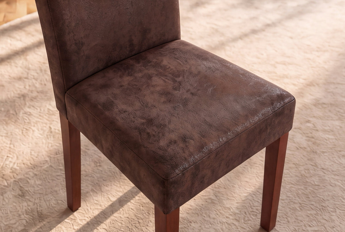 Lot de 4x Élégant fauteuil colonial GENUA cigare brun look vintage pieds en bois massif