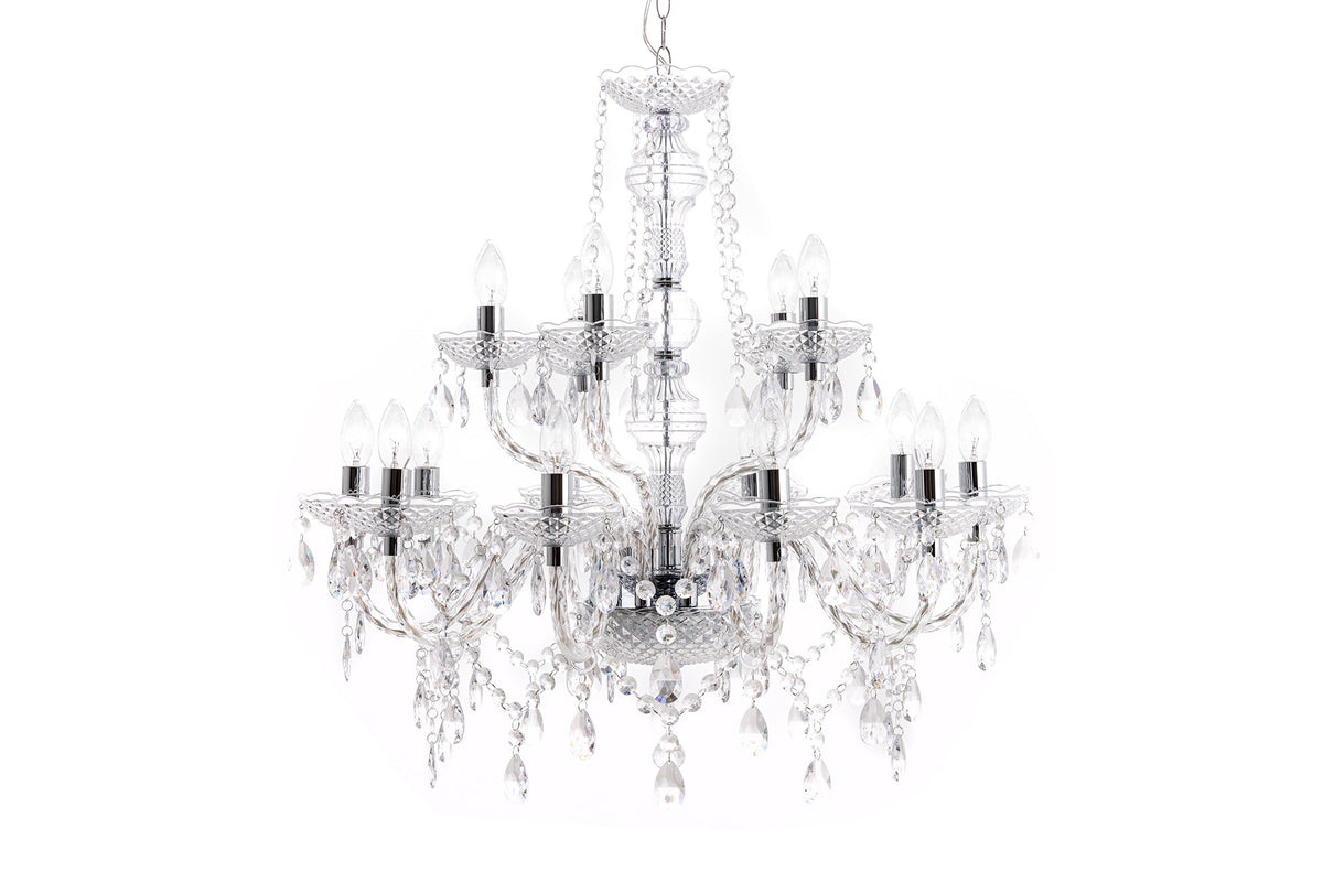 Lustre design CRYSTAL XL 80cm lustre 15 bras en acrylique transparent
